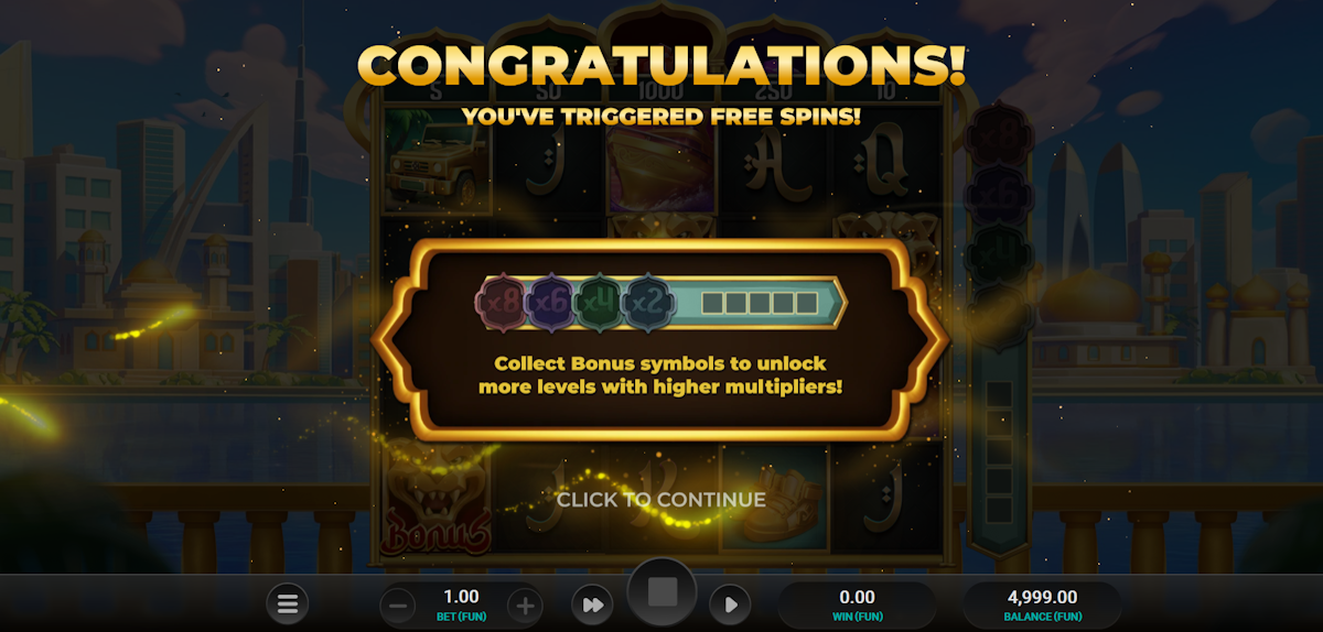 sultan spins slot free spins triggered screen by relax gaming