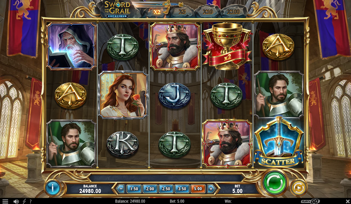 the sword and the grail excalibur slot base game by play'n go
