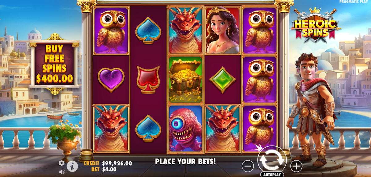 heroic spins slot base game by pragmatic play