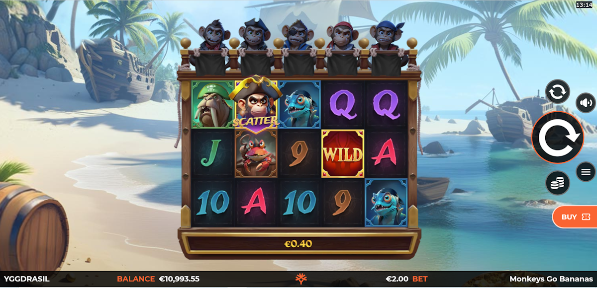 monkeys go bananas multimax slot base game by yggdrasil