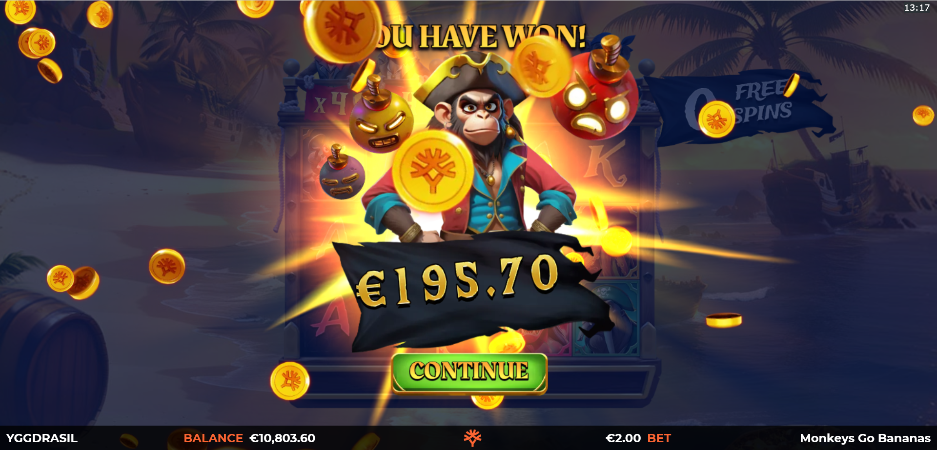 monkeys go bananas multimax slot big win by yggdrasil