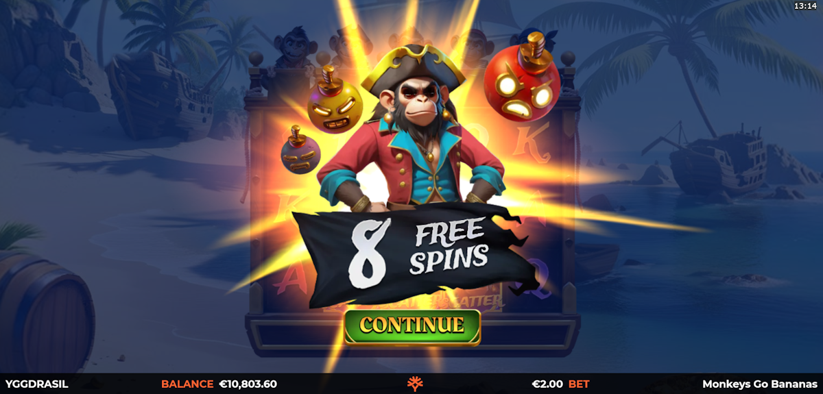 monkeys go bananas multimax slot free spins award by yggdrasil