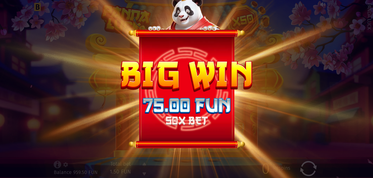 panda luck slot big win by bgaming
