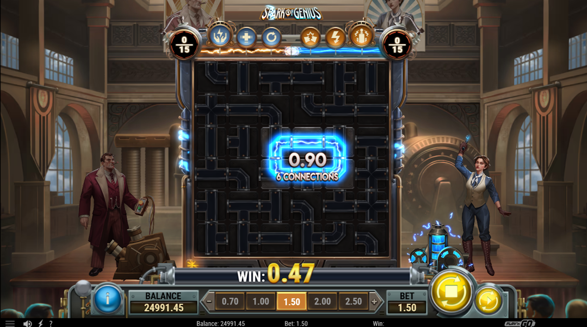 spark of genius slot base game by play'n go