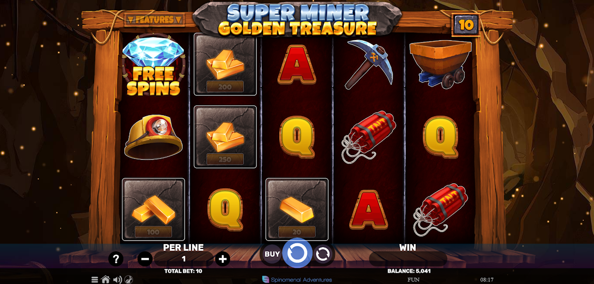 super miner golden treasure base game by spinomenal