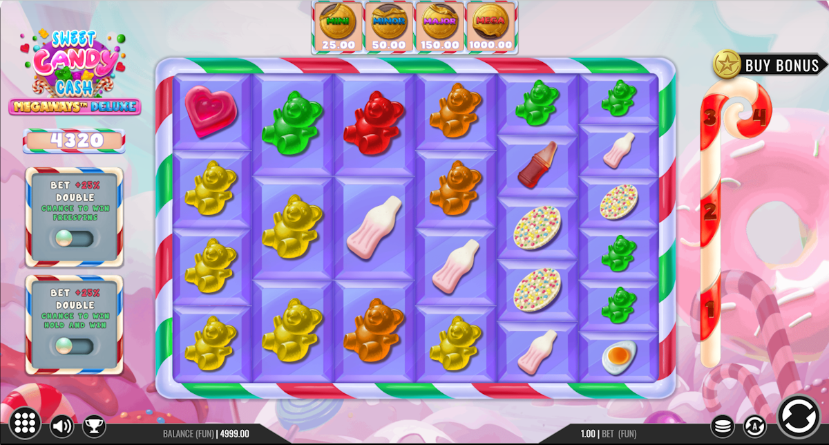 sweet candy cash megaways deluxe slot base game by Iron dog Studio