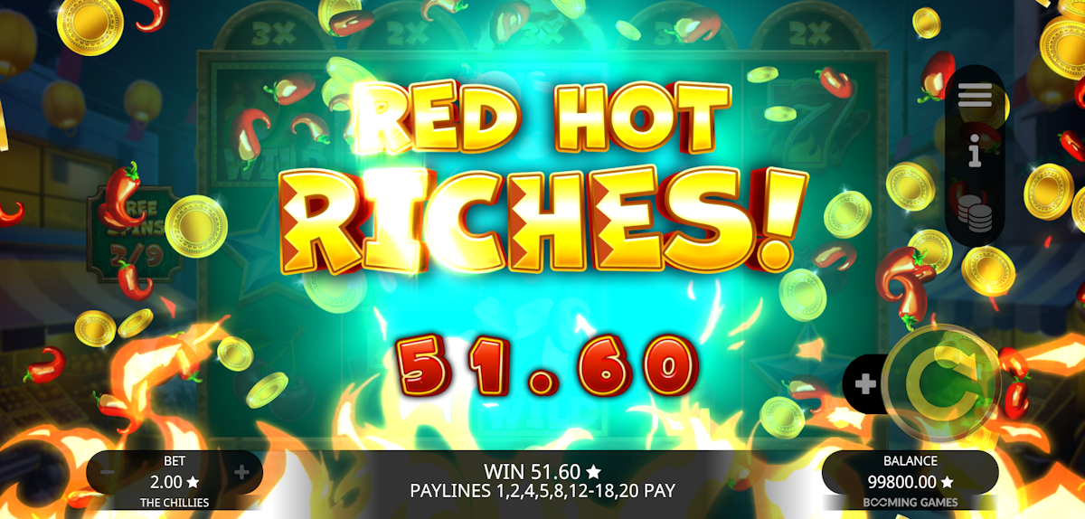 the chillies slot banner by booming games