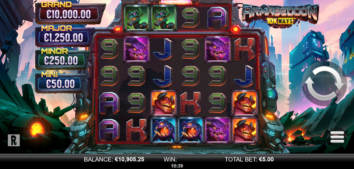 armageddon 10k ways slot base game by yggdrasil x reelplay