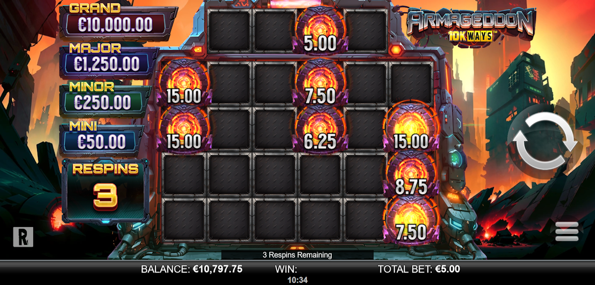 armageddon 10k ways slot respins feature by yggdrasil x reelplay