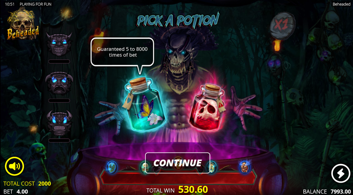 beheaded slot pick a potion feature by nolimit city