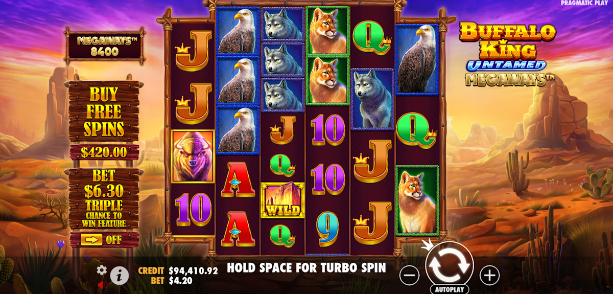 buffalo king untamed megaways slot base game by pragmatic play