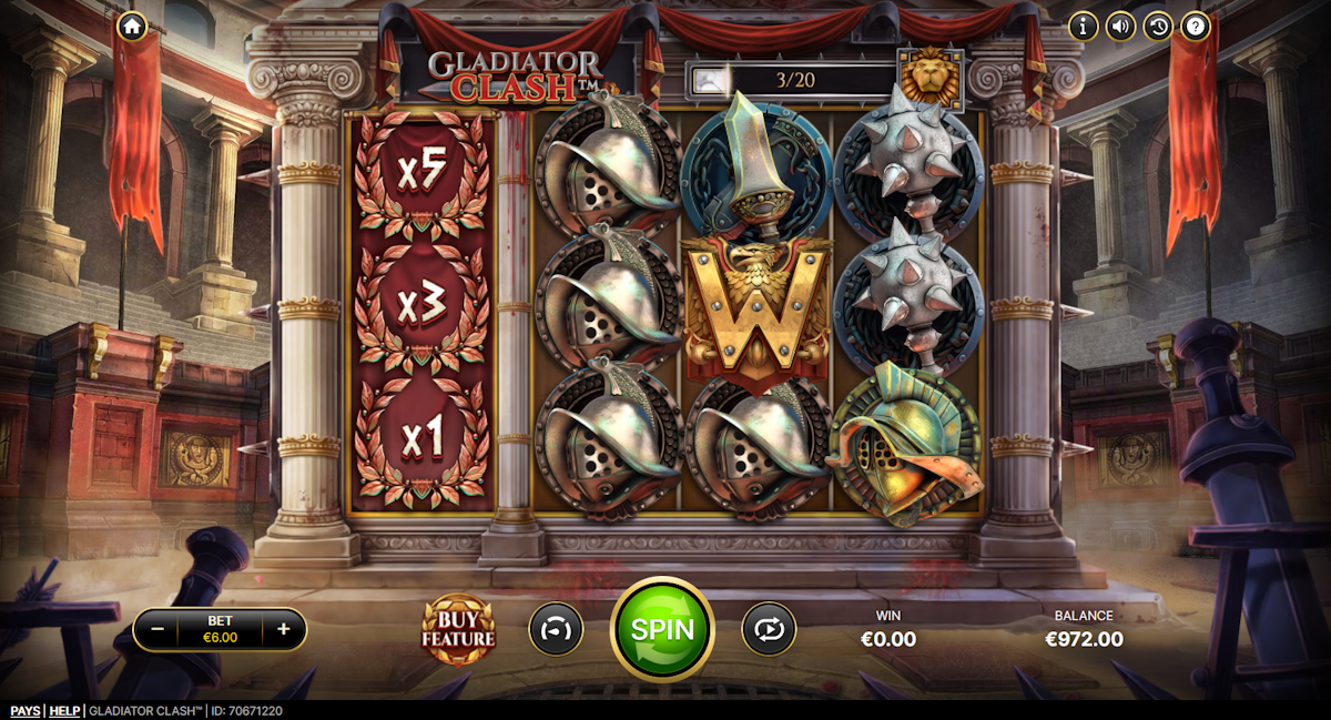 gladiator clash slot base game by netent