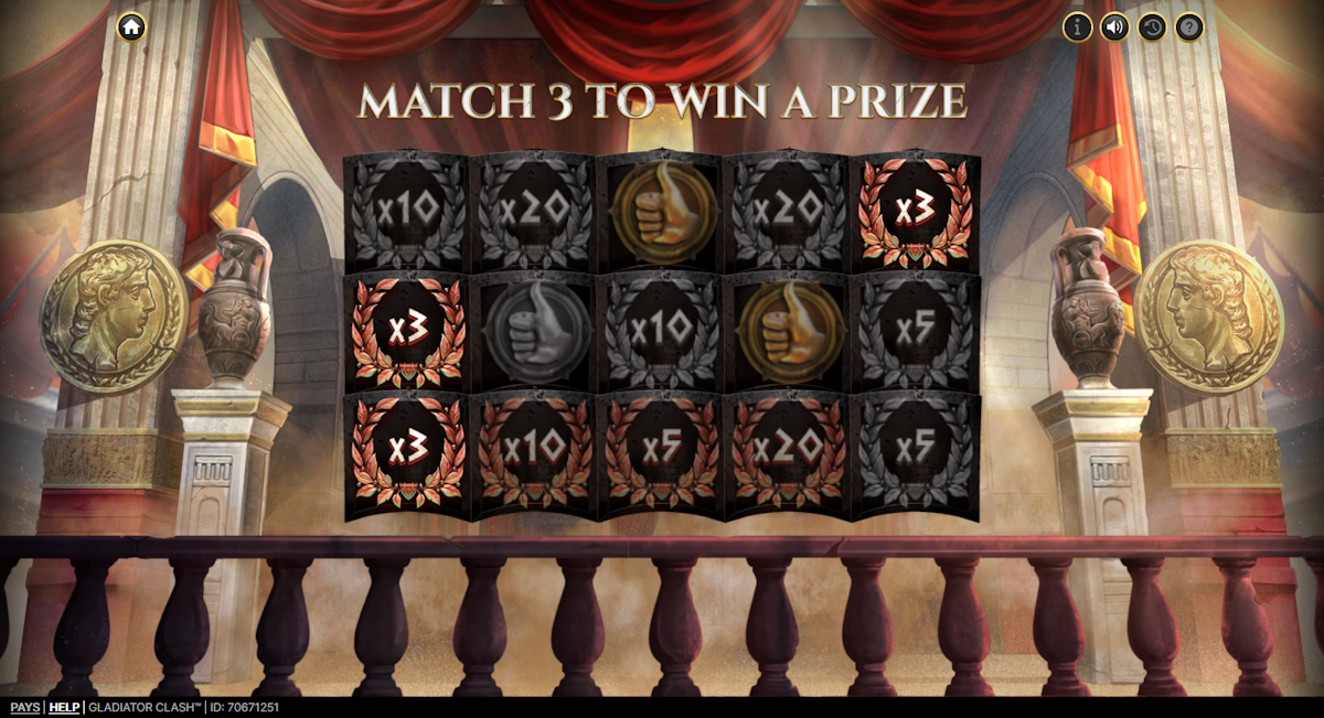 gladiator clash slot match symbols feature by netent