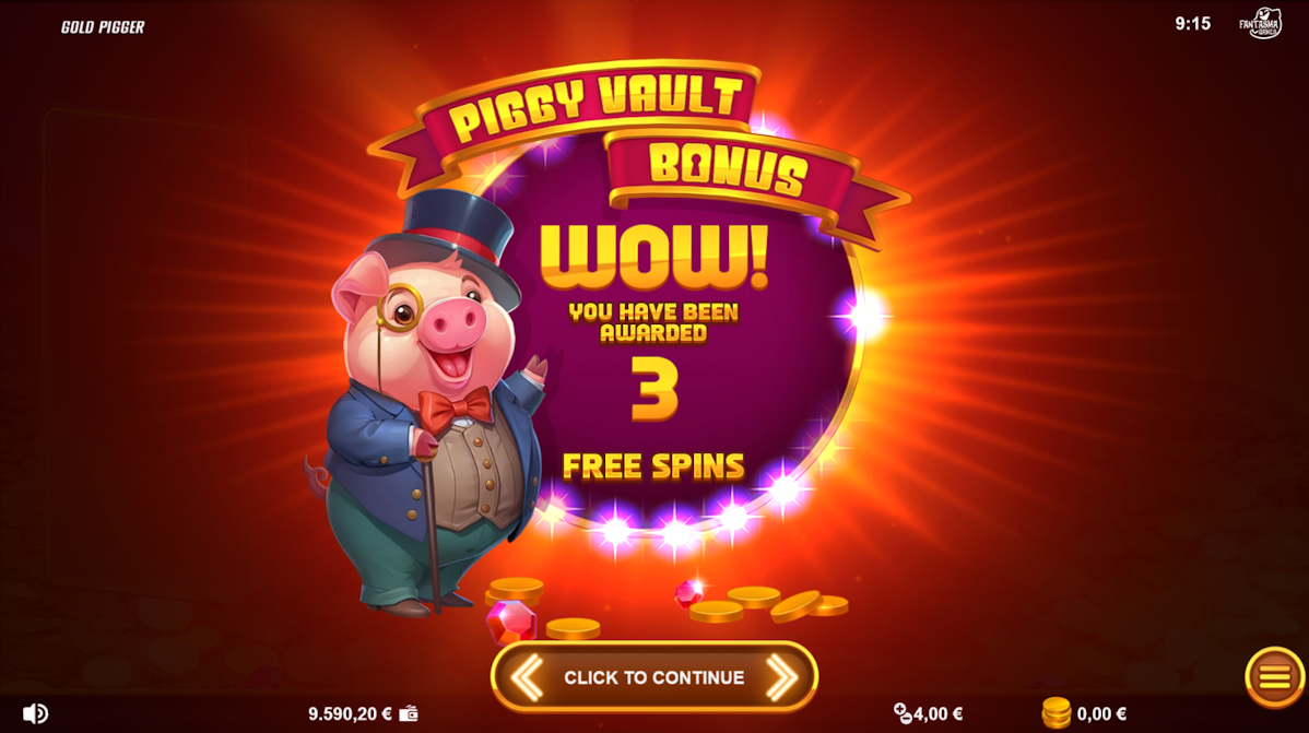 gold pigger slot free spins award by fantasma games