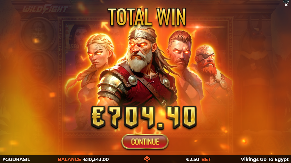 vikings go to egypt wild fight slot total win by yggdrasil