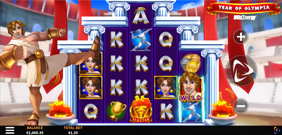 year of olympia wild energy slot wild feature by boomerang games