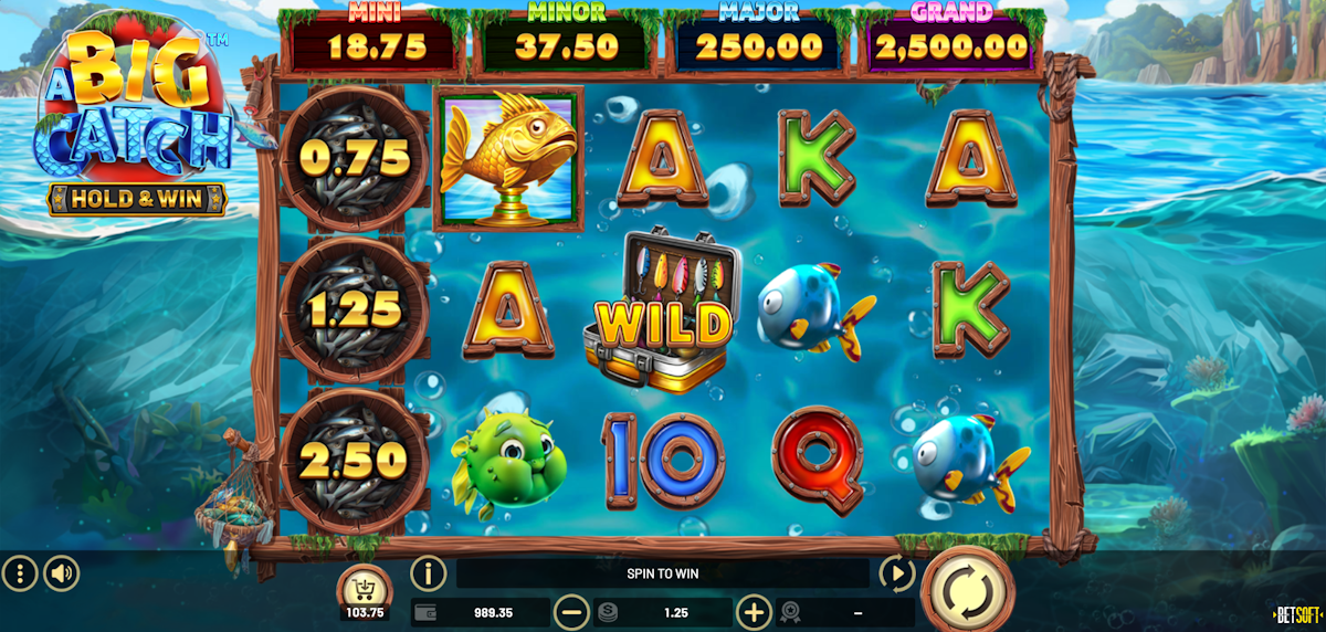 a big catch hold and win slot base game by betsoft gaming