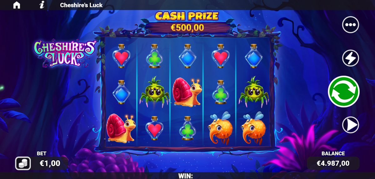 cheshire's luck slot base game by twin win games