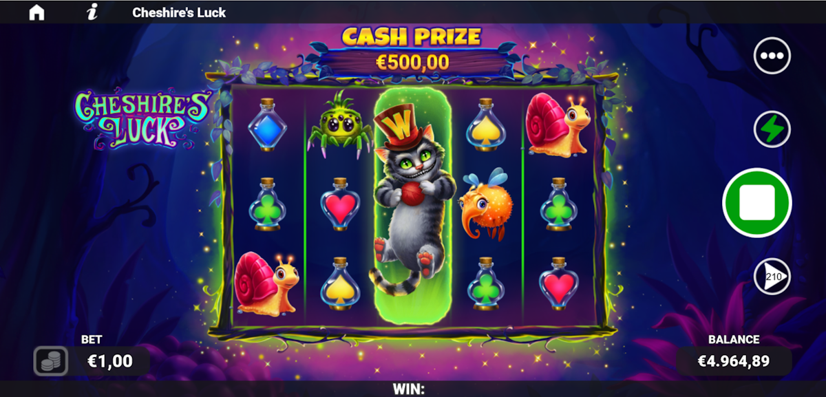 cheshire's luck slot wild reel feature by twin win games