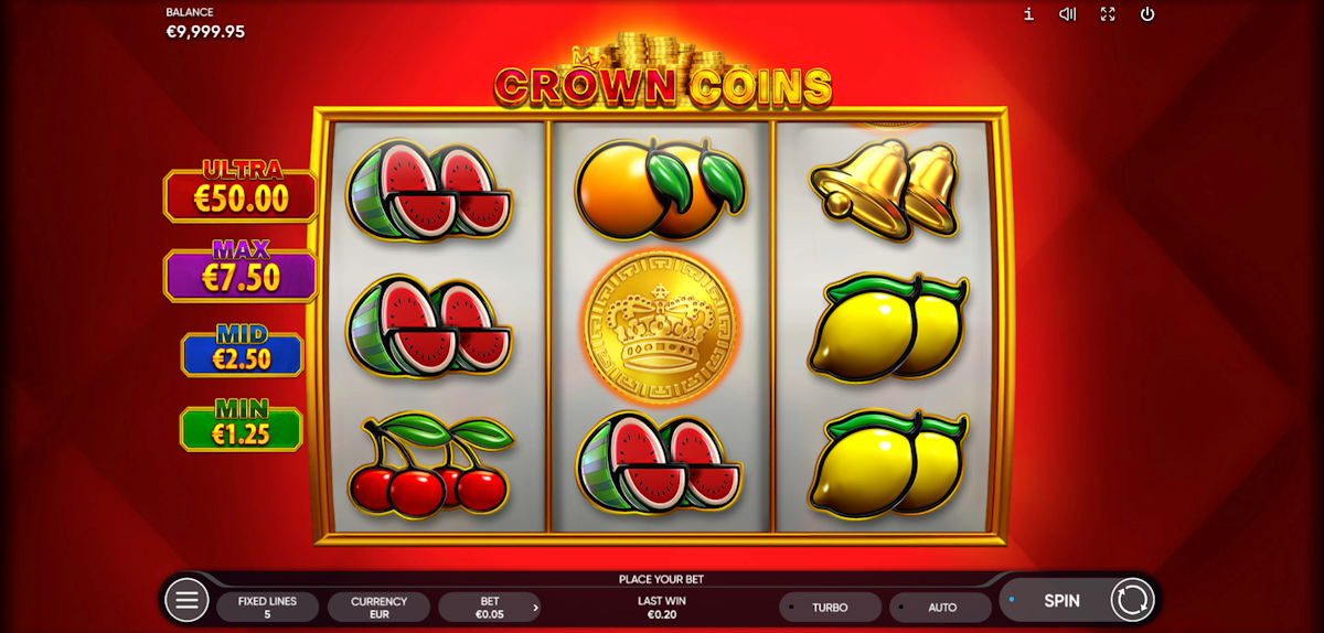crown coins slot base game by endorphina
