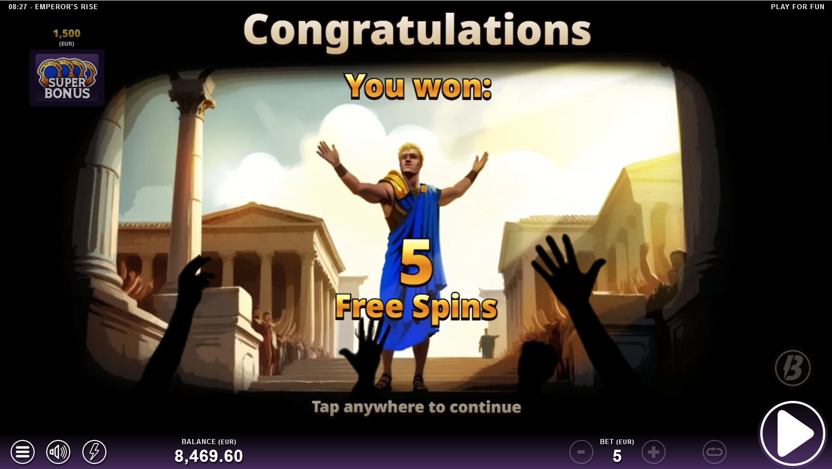 emporers rise slot free spins award by slotmill