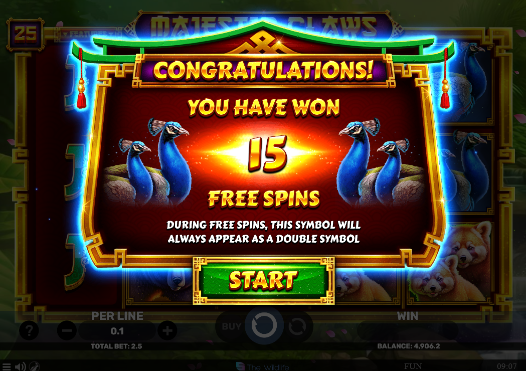 majestic claws slot free spins award by spinomenal