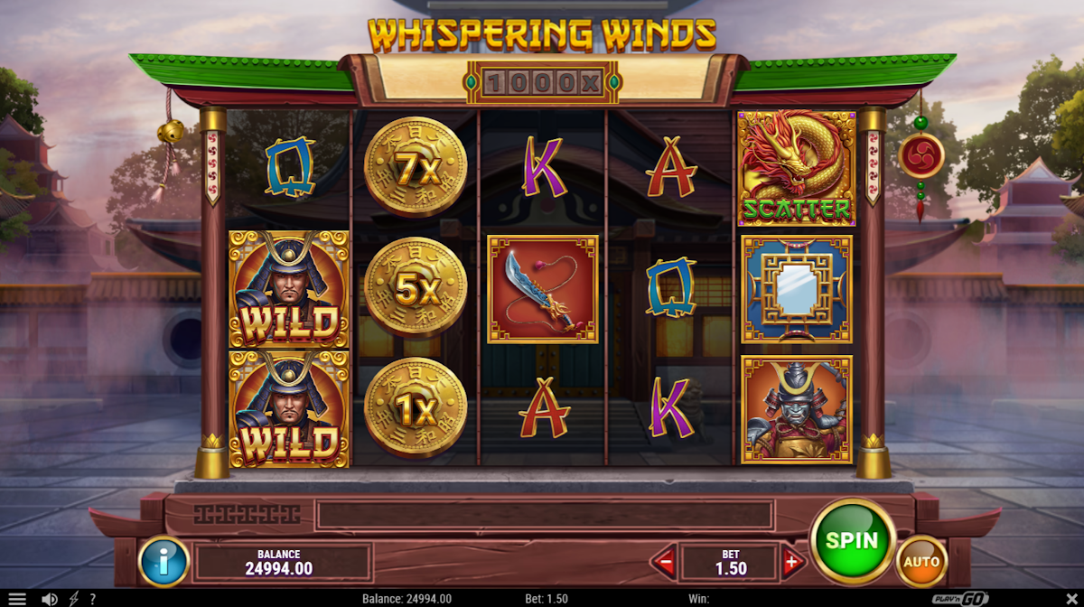 whispering winds slot base game by play'n go