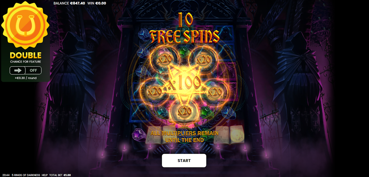 5 rings of darkness slot total free spins award by octoplay