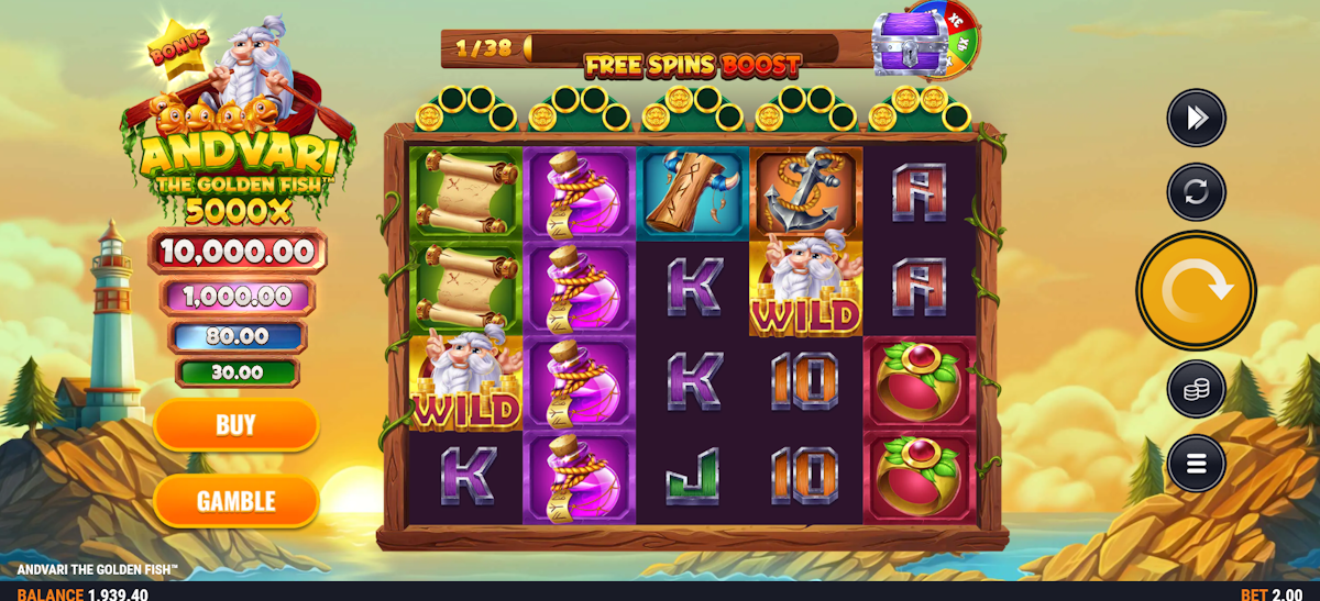 andvari the golden fish slot base game by foxium