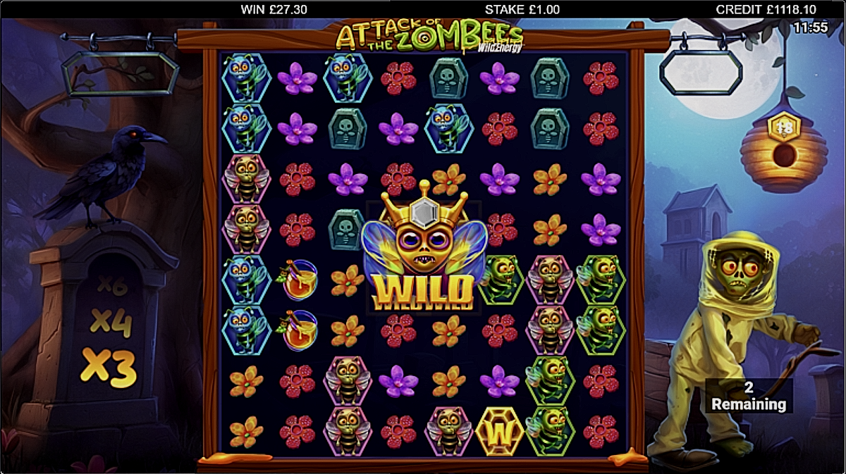 attack of the zombees wildenergy slot base game by bulletproof games