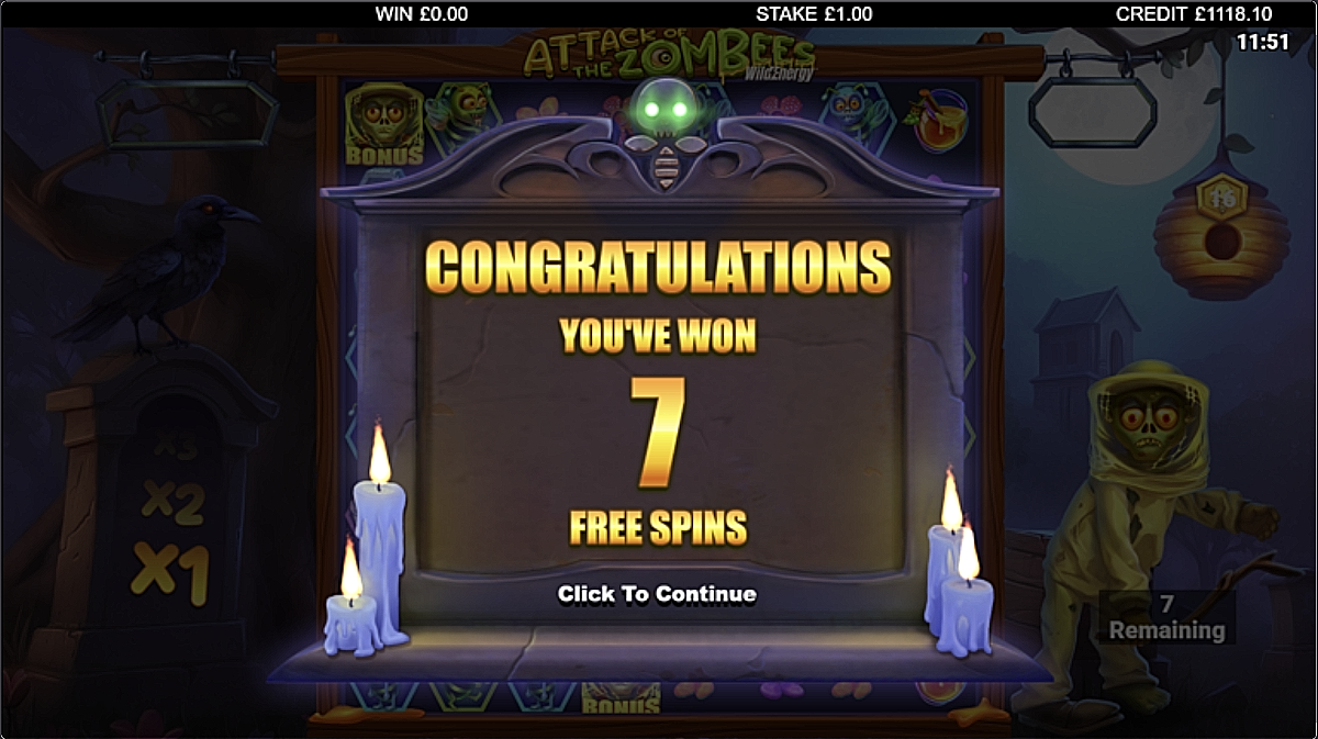 attack of the zombees wildenergy slot free spins award by bulletproof games