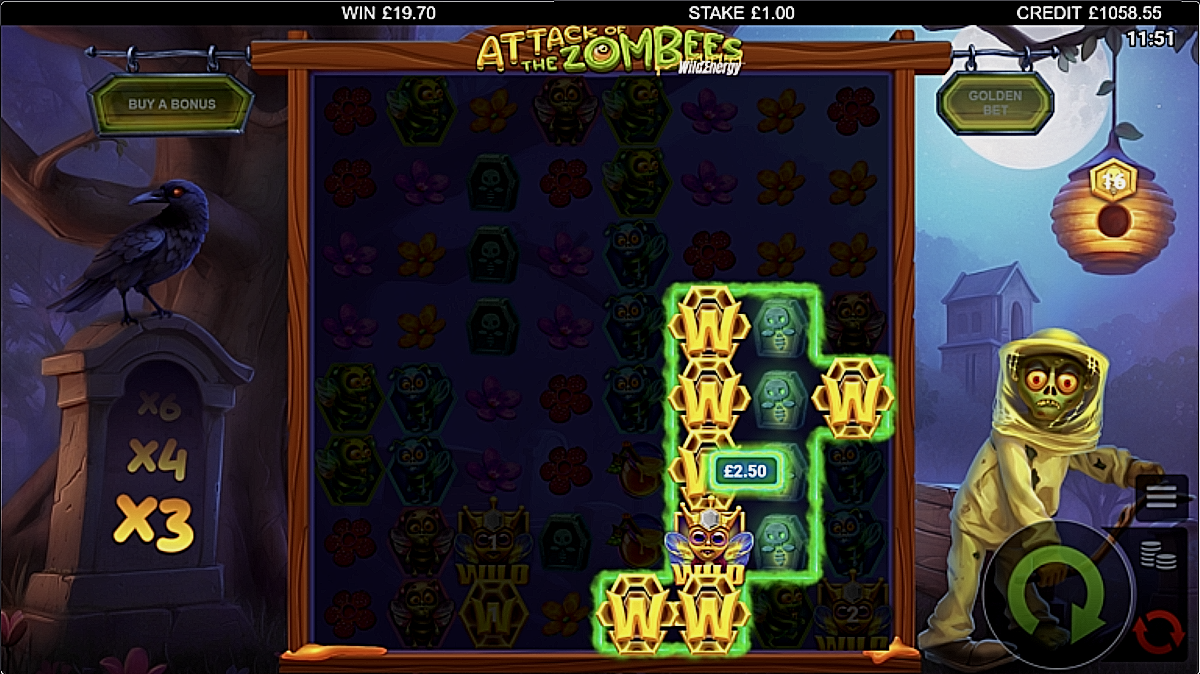 attack of the zombees wildenergy slot wilds win by bulletproof games