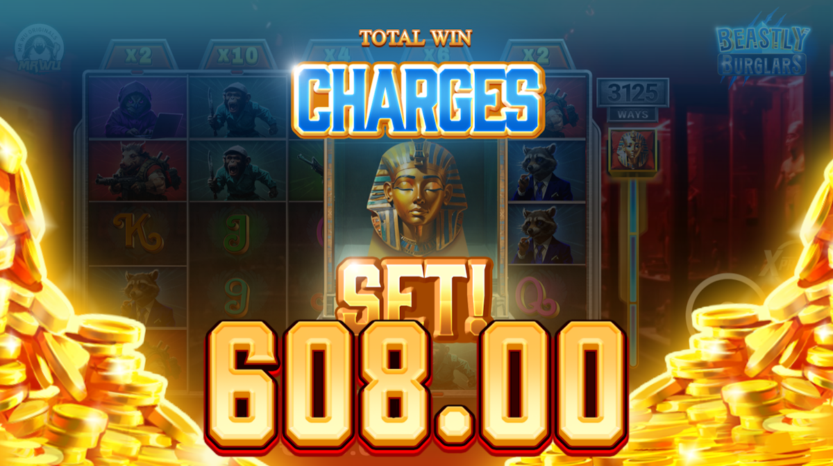 beastly burglars slot big win screen by avatarux