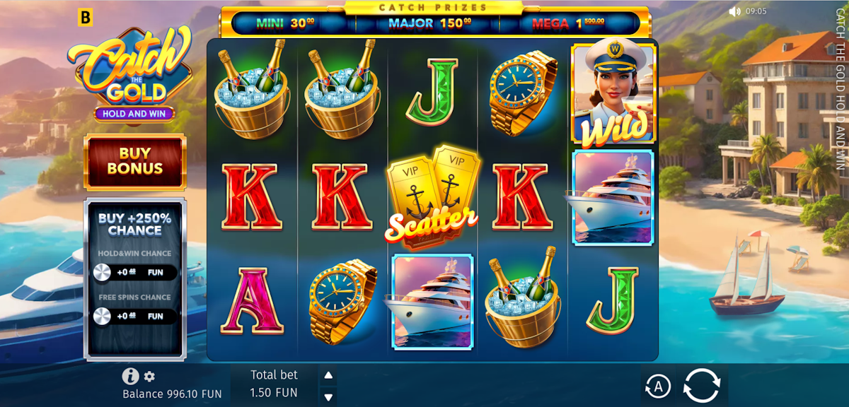 catch the gold hold and win slot base game by bgaming