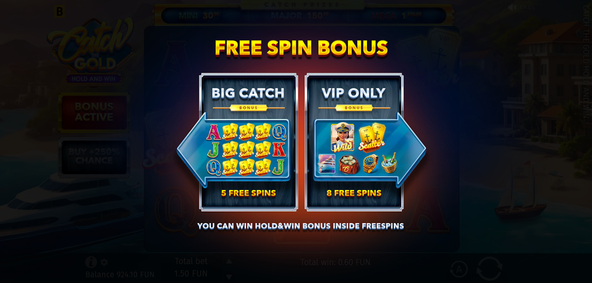 catch the gold hold and win slot free spins bonus options by bgaming