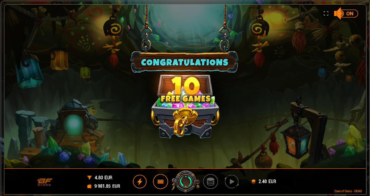 cave of gems slot free spins award by bf games