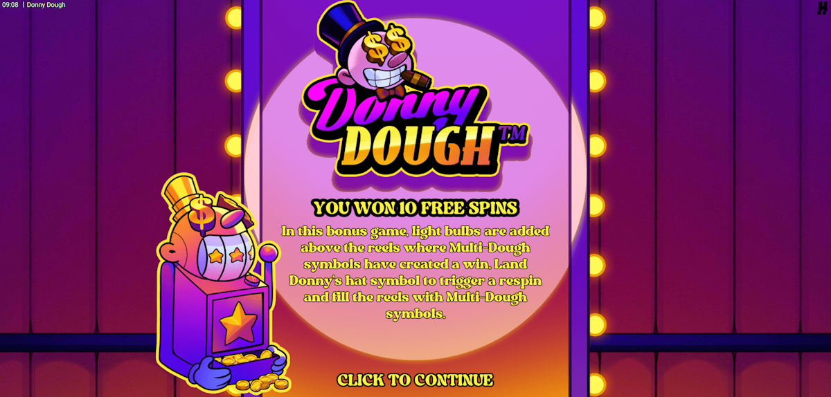 donny dough slot free spins award by hacksaw gaming
