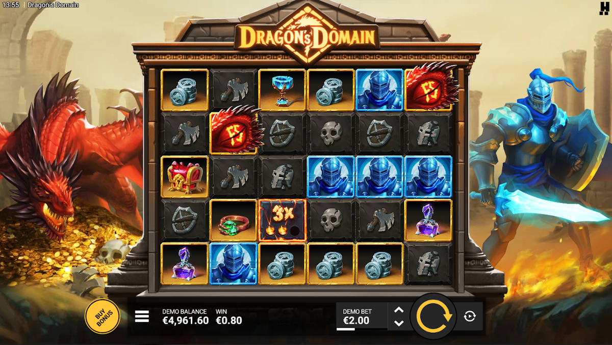 dragon's domain slot base game by hacksaw gaming