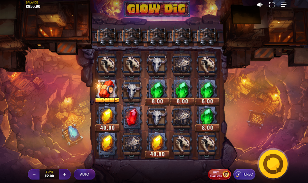 glow dig slot base game by max win gaming