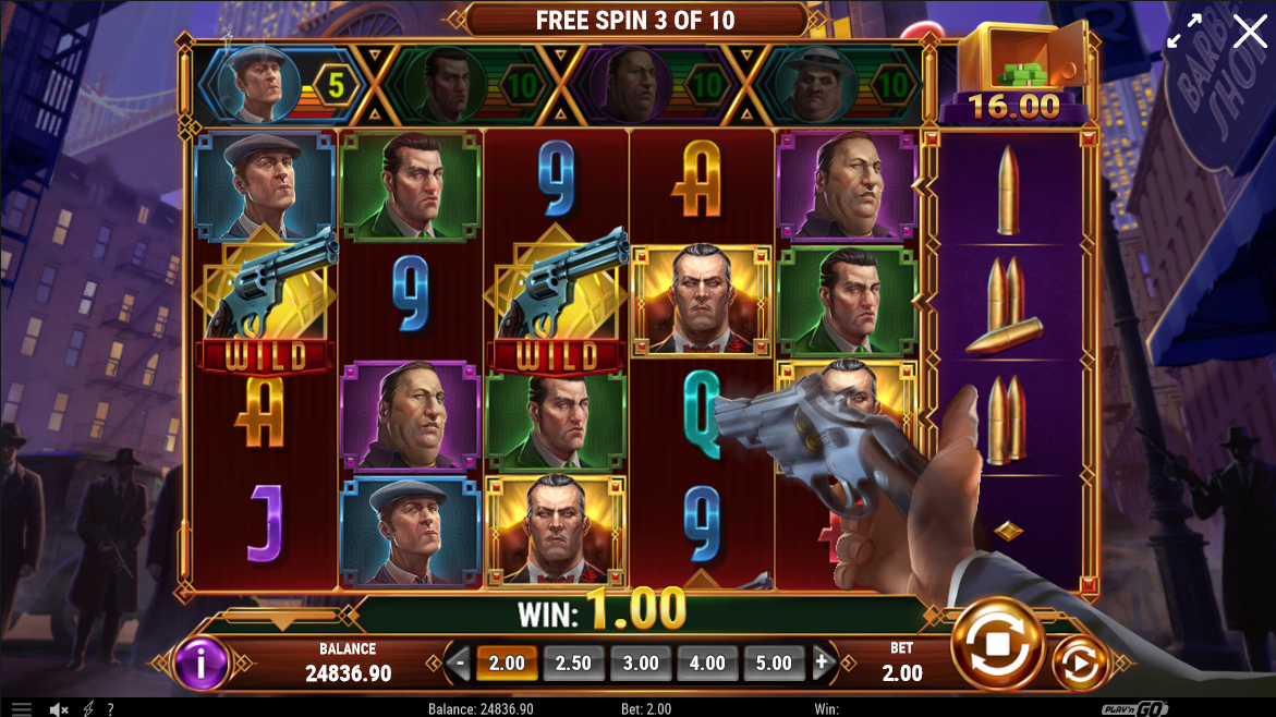 mafia gold slot free spins bullets feature by play'n go