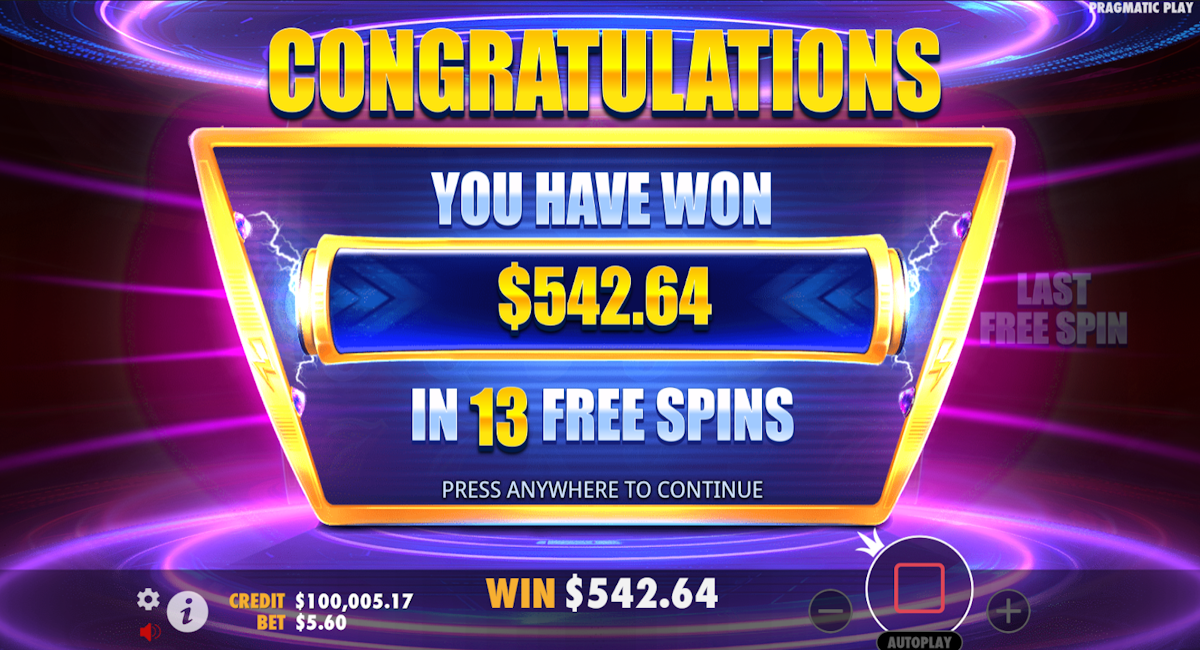 money stacks slot congratulations screen by pragmatic play
