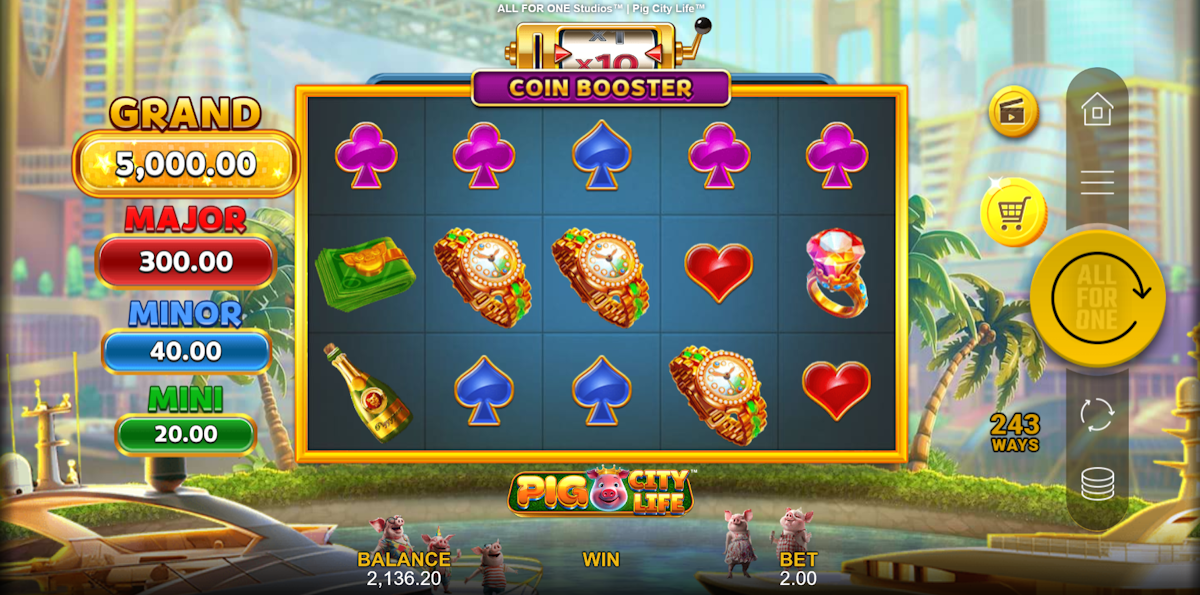 pig city life slot base game by all for one studios