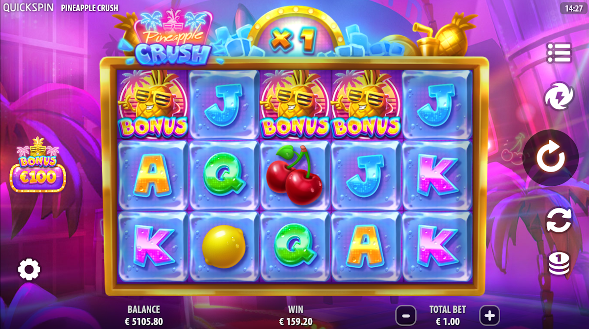 pineapple crush slot bonus trigger by quickspin