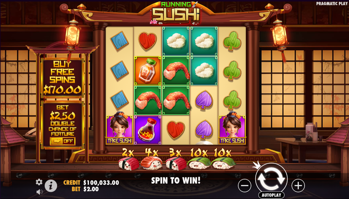 running sushi slot base game by pragmatic play