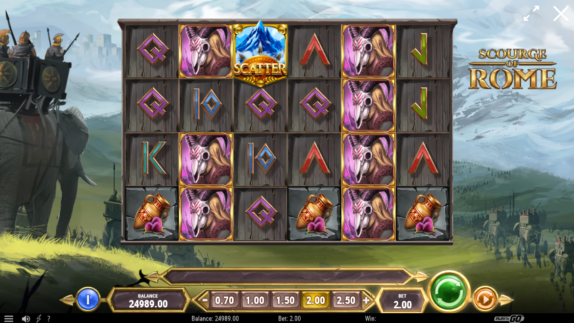 scourge of rome slot base game by play'n go