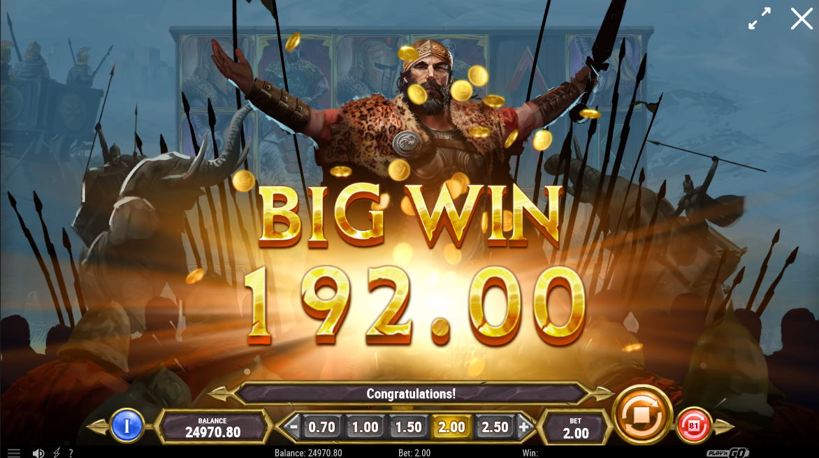 scourge of rome slot big win screen by play'n go