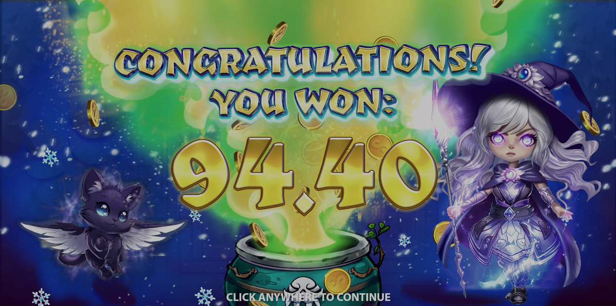 snowflake sorcery slot big win screen by stakelogic