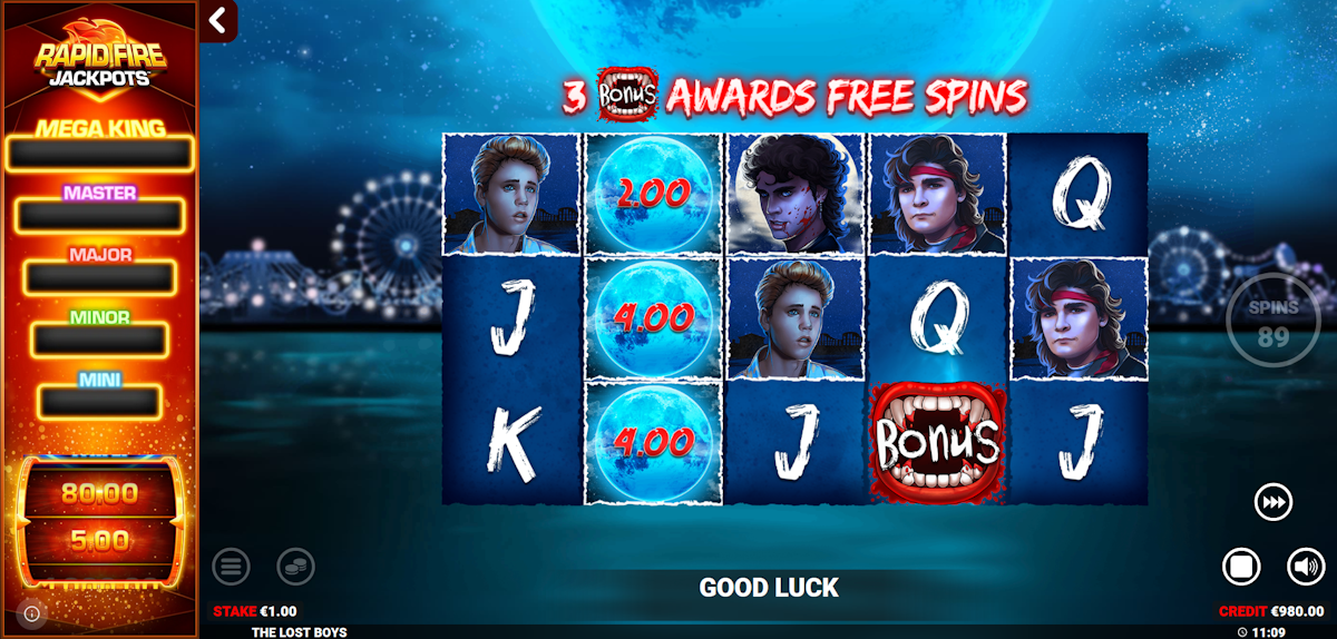 the lost boys slot base game by blueprint gaming