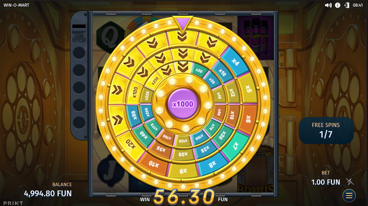 win-o-mart slot feature wheel by print studios