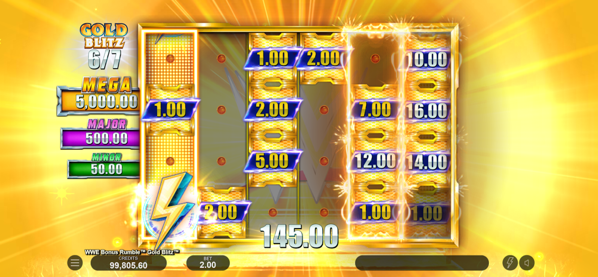 wwe bonus rumble gold blitz slot bonus feature in action by fortune factory studios